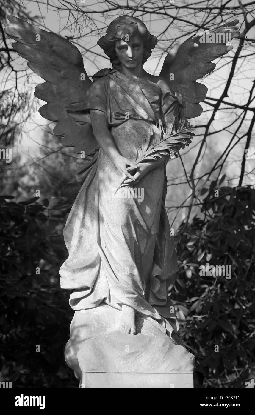 Angel statue en B/W Banque D'Images