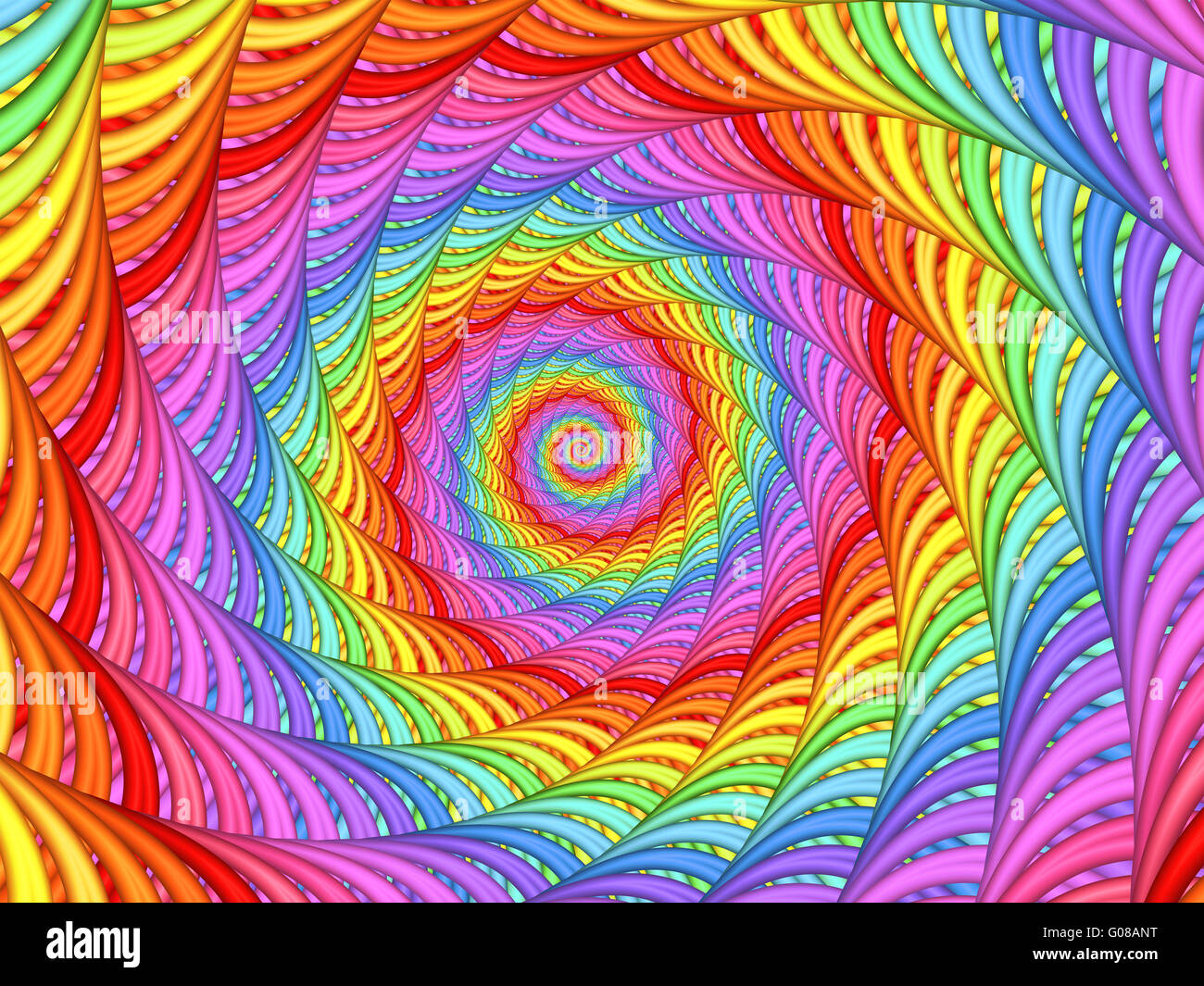 Belle fractale spirale psychédélique Rainbow Background Banque D'Images