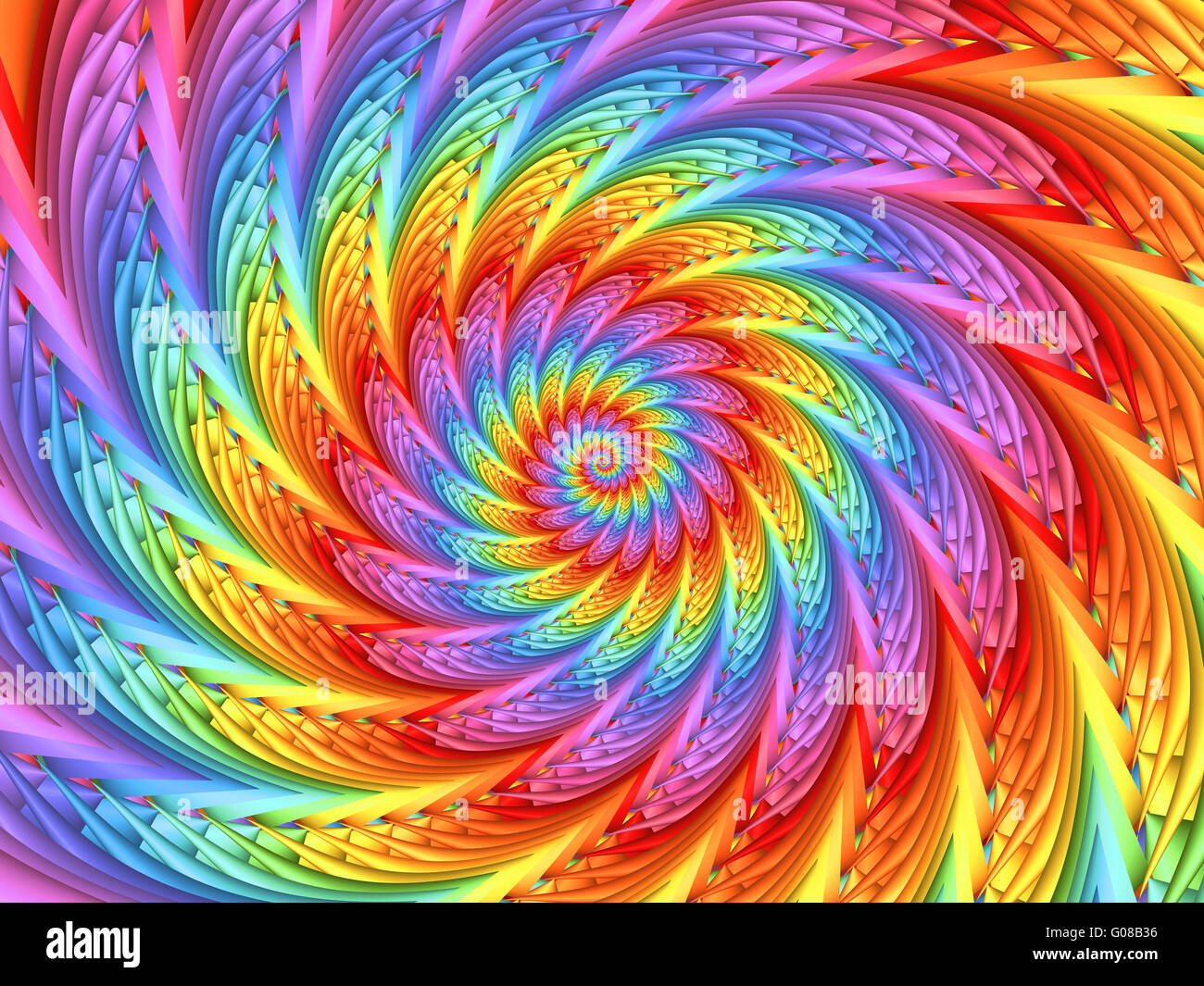 Belle fractale spirale psychédélique Rainbow Background Banque D'Images