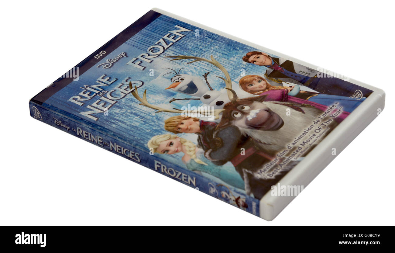 Disney Frozen DVD - La version québécoise de façon bilingue intitulé en français comme la reine des neiges Banque D'Images