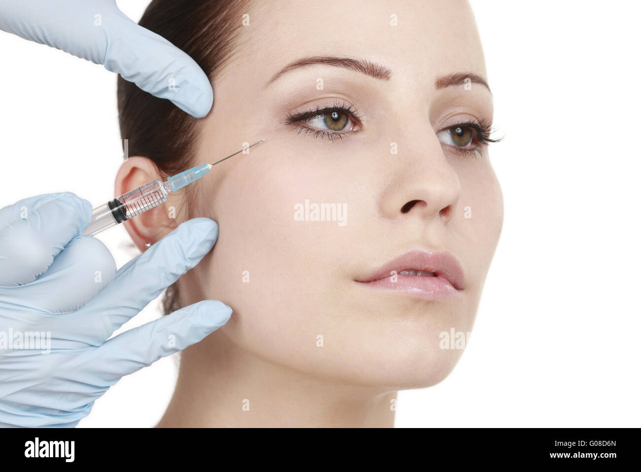 Le traitement du visage avec la toxine botulinique Banque D'Images