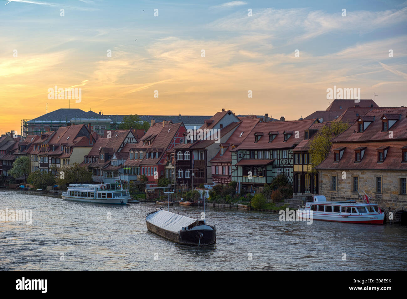 Klein Venedig Bamberg Untere de Brücke pendant le coucher du soleil. (Petite Venise) Banque D'Images