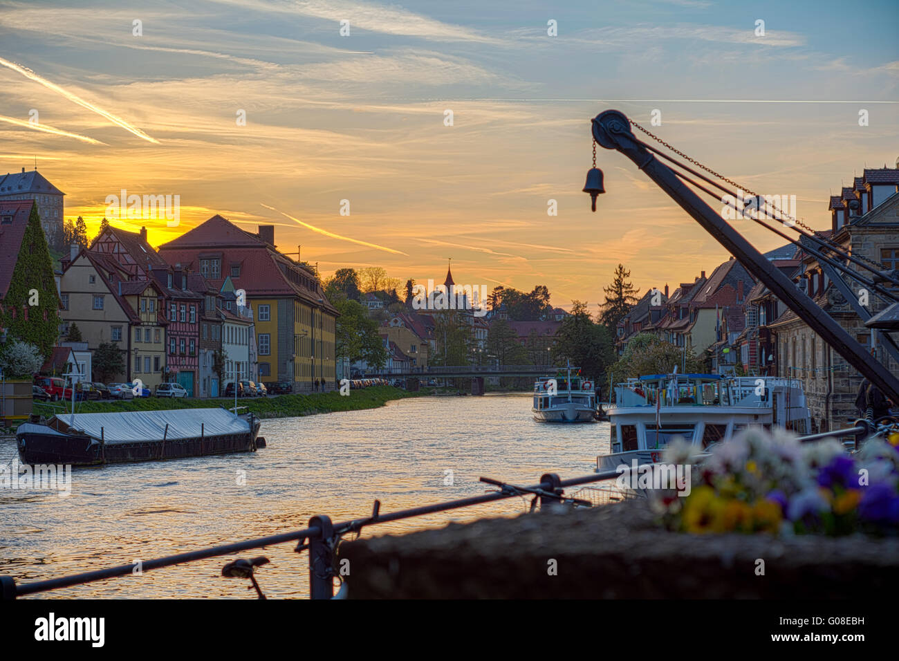 Klein Venedig Bamberg Untere de Brücke pendant le coucher du soleil. (Petite Venise) Banque D'Images