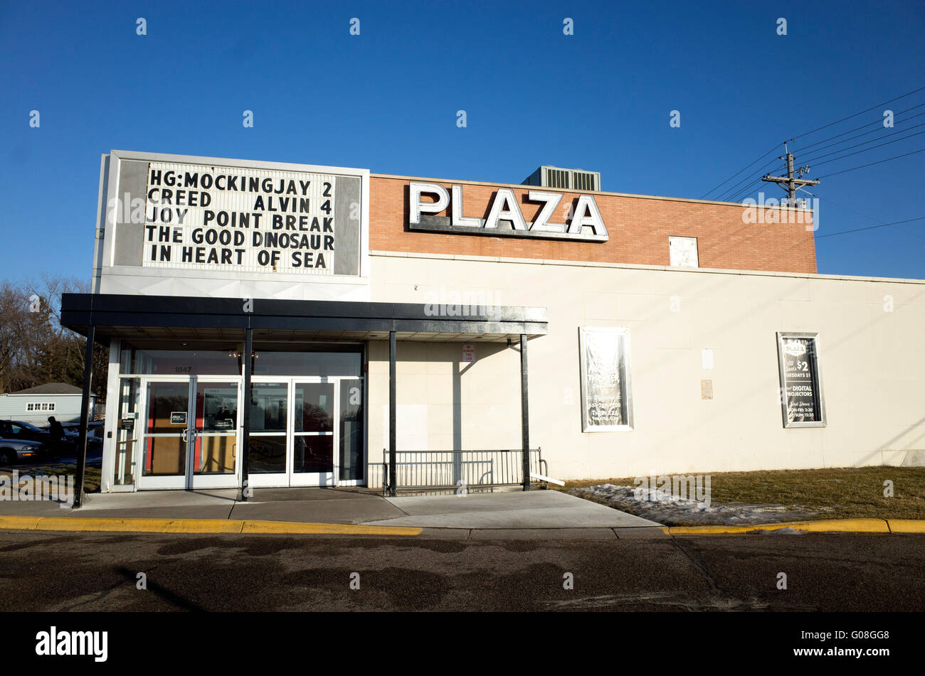 Plaza de cinéma est le dernier arrêt pour les vieux films avec $2 billets. St Paul Minnesota MN USA Banque D'Images