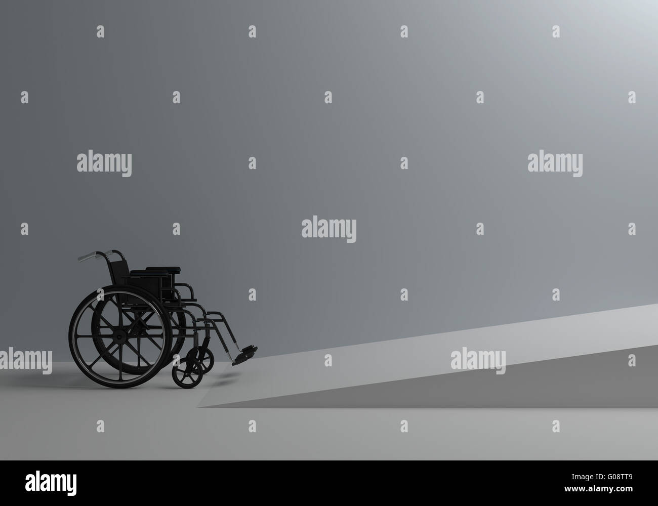 En fauteuil roulant avant de la rampe pour handicapés Banque D'Images