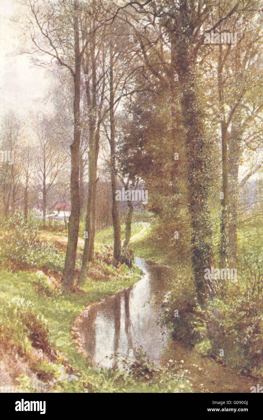 SURREY : vallée de l'eau Wey : Lane, east Horsley, antique print 1912 Banque D'Images