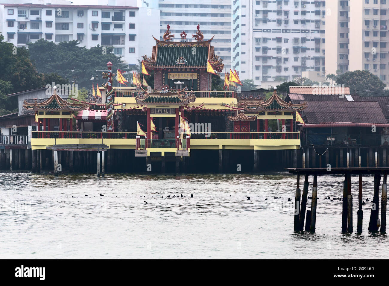 Hean Boo Thean Kuanyin temple bouddhiste chinois Clan jetées, Georgetown, Penang, Malaisie Banque D'Images
