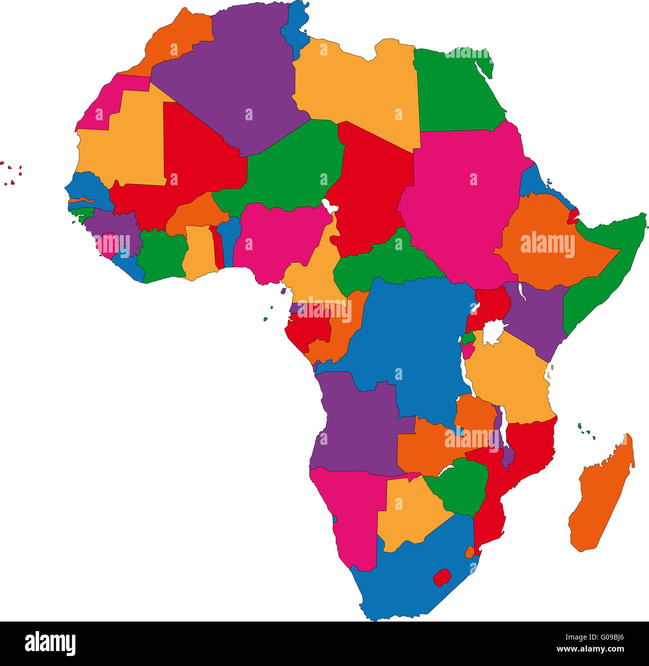 Carte de l'Afrique colorée Banque D'Images