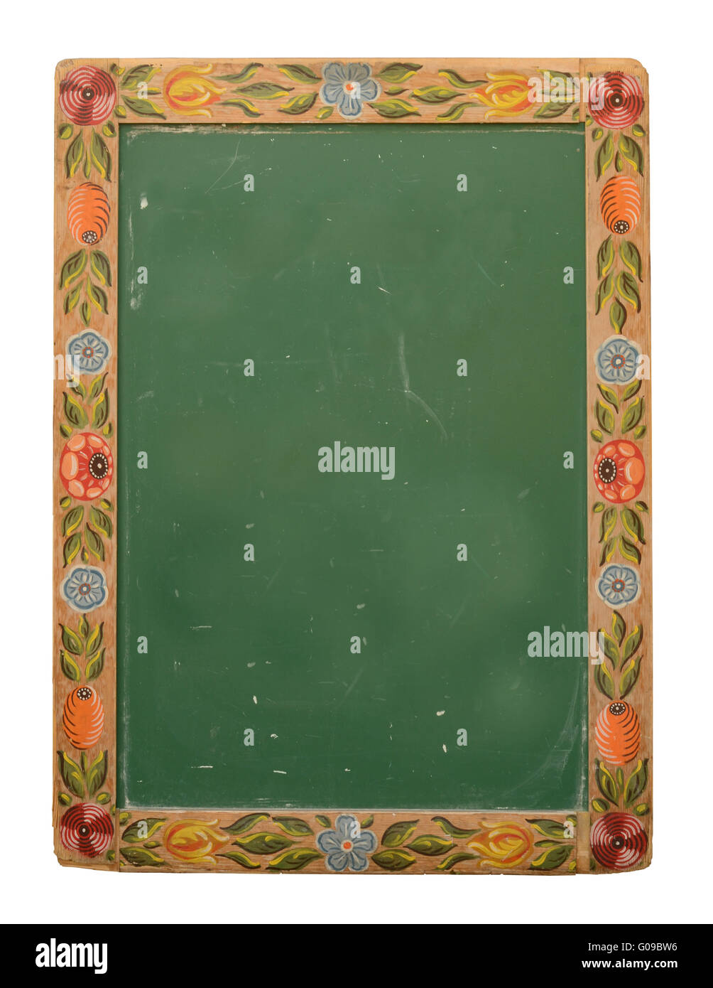 Blank Chalkboard rustique avec châssis Design fleurs ornementales Banque D'Images