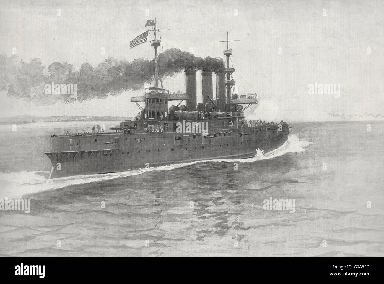 L'escadre de l'Atlantique Nord dans les eaux cubaines au cours de la guerre hispano-américaine, 1898 Banque D'Images