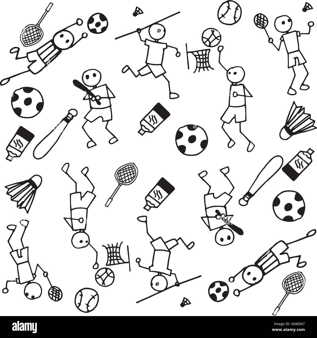 Les sportifs de doodle Illustration de Vecteur