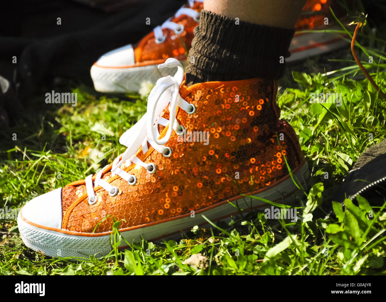 chaussure orange Banque D'Images