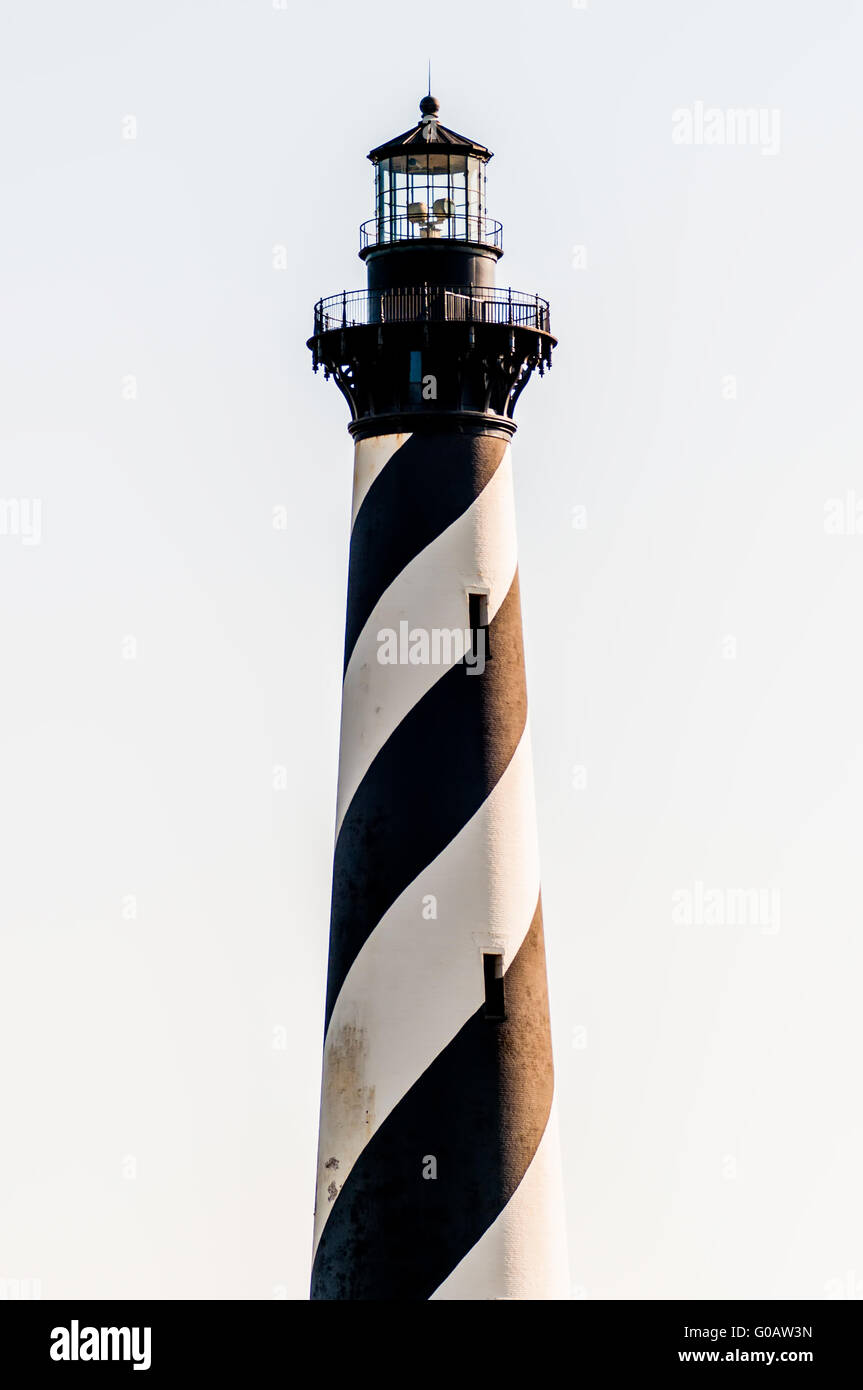 Bandes noires et blanches en diagonale la marque phare du cap Hatteras à son nouvel emplacement, près de la ville de Buxton sur la rive extérieure Banque D'Images