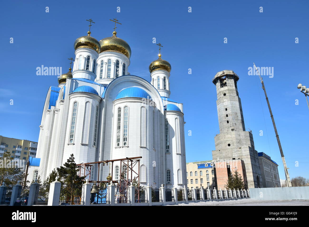 Cathédrale de la Dormition à Astana, Kazakhstan Banque D'Images