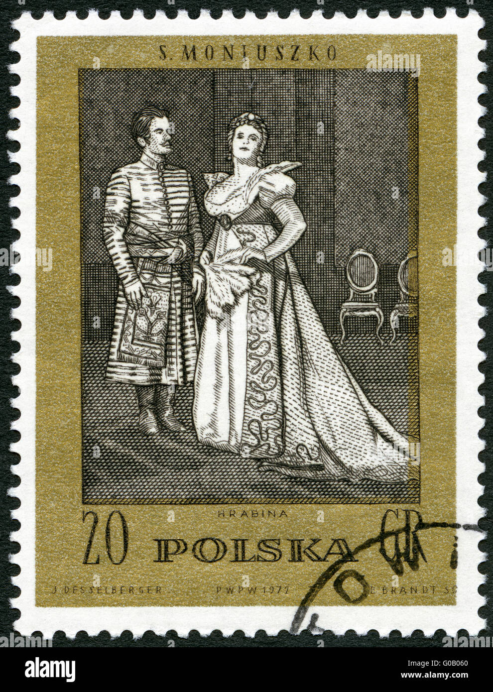 Pologne - 1972 : Scène montre de l'opéra par Moniuszko : La Comtesse Banque D'Images