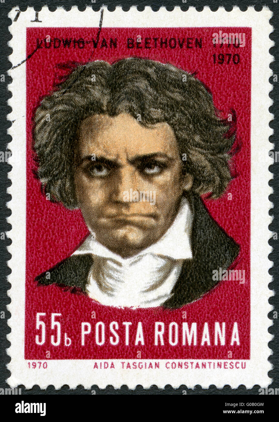 Roumanie - 1970 : montre Ludwig van Beethoven (1770-1827), composer Banque D'Images