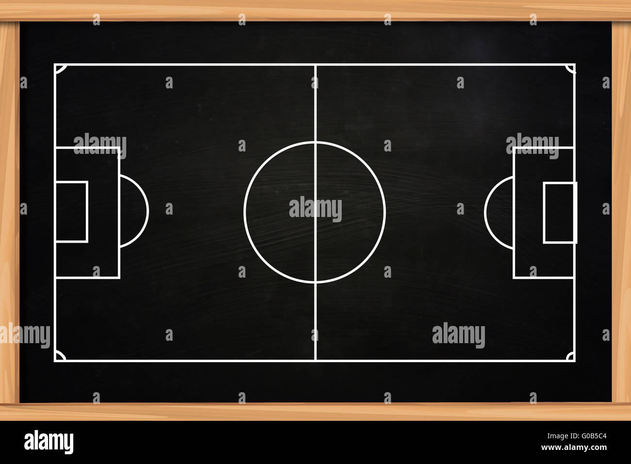Tableau dessin de soccer ou de football vide modèle de stratégie de jeu sur tableau noir Banque D'Images