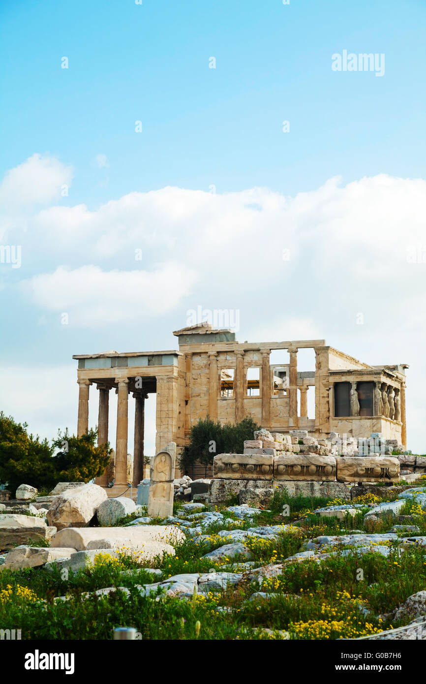 Le porche de cariatides à l'Acropole à Athènes Banque D'Images