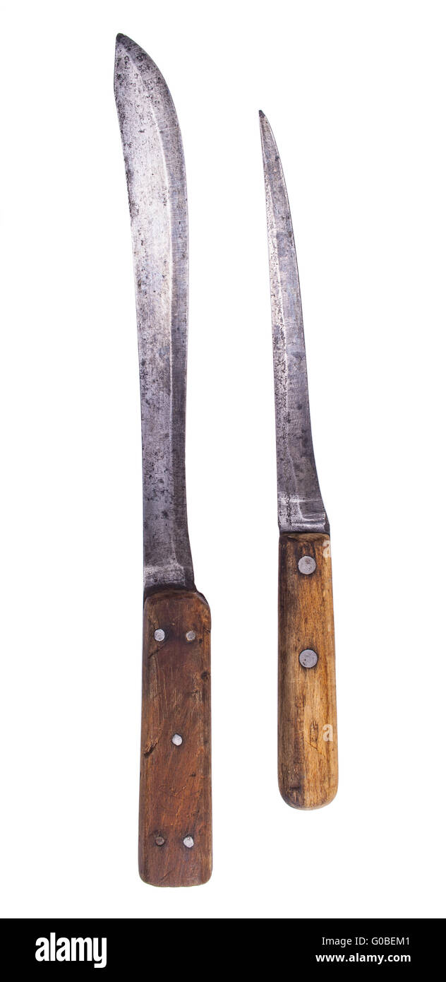 Deux couteaux isolé sur fond blanc avec clipping path Banque D'Images