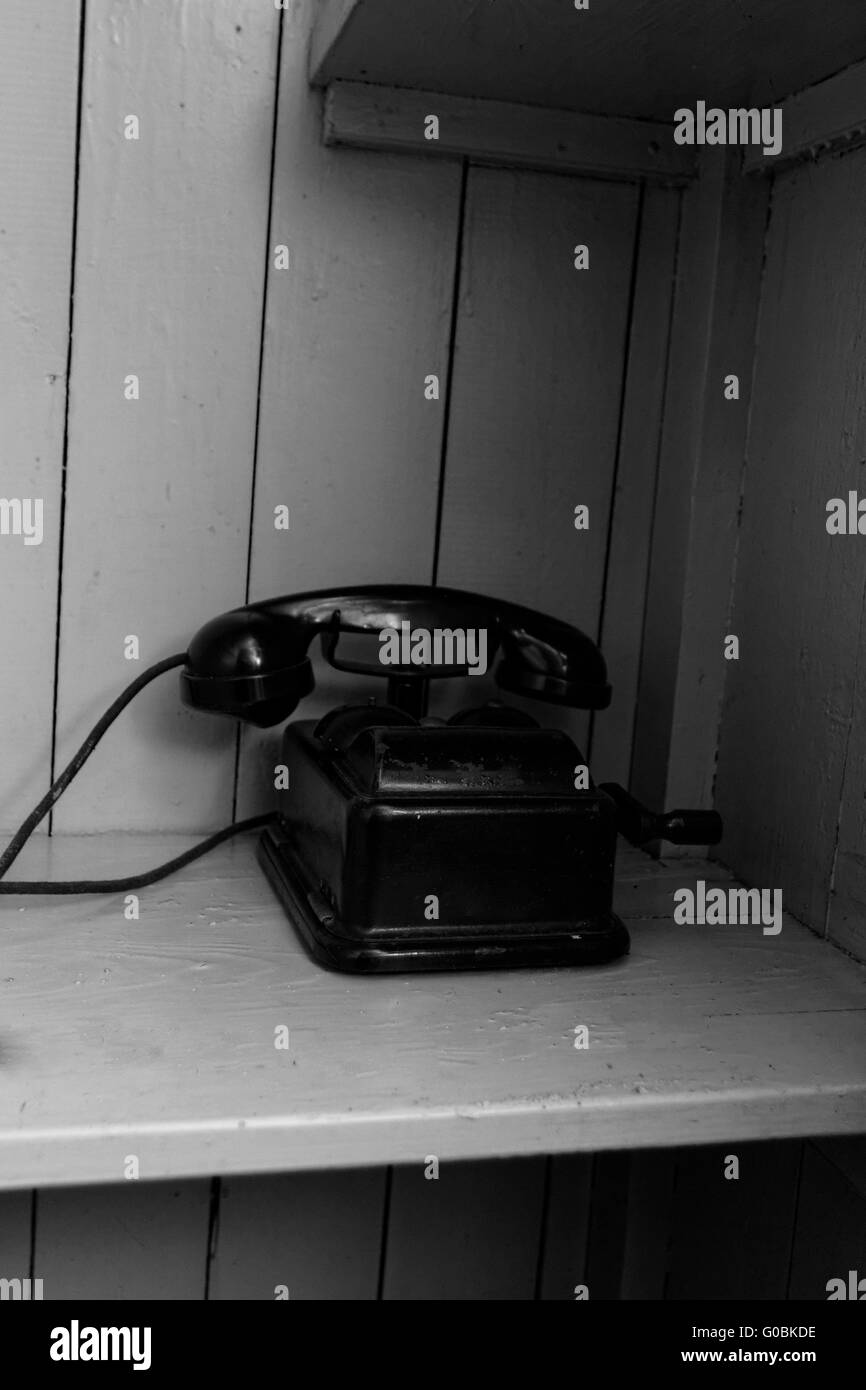 Photo d'un téléphone noir à partir de la Seconde Guerre mondiale Banque D'Images