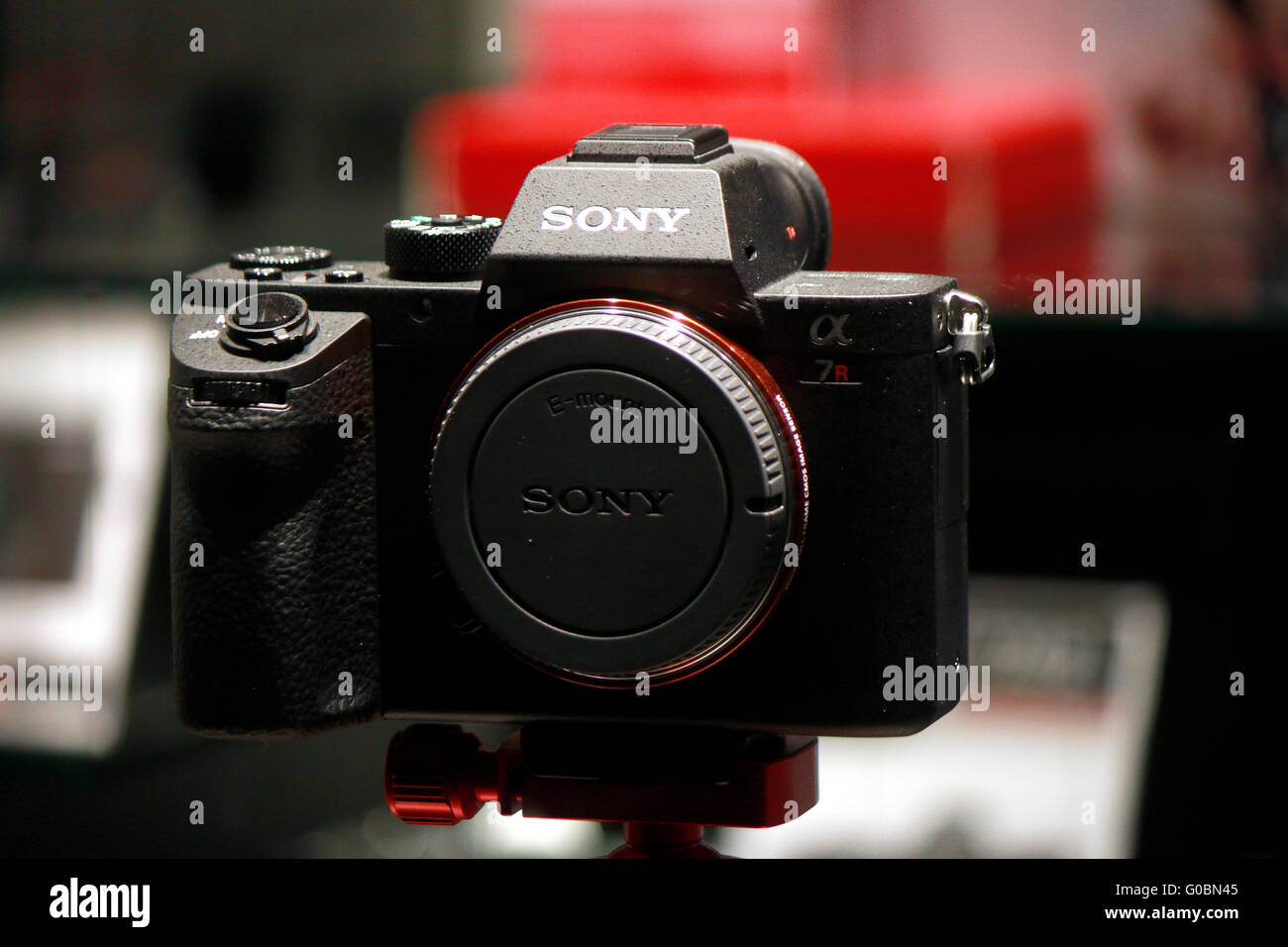 Eine Kamera der Marke "Sony", Berlin. Banque D'Images