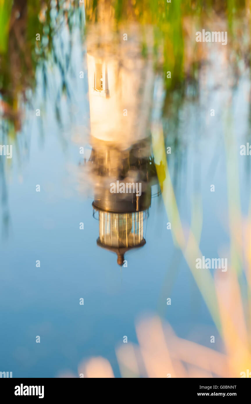 Bodie Island Lighthouse Cape Hatteras National Seashore Outer Banks de la Caroline du Nord OBX Réflexion NC Banque D'Images