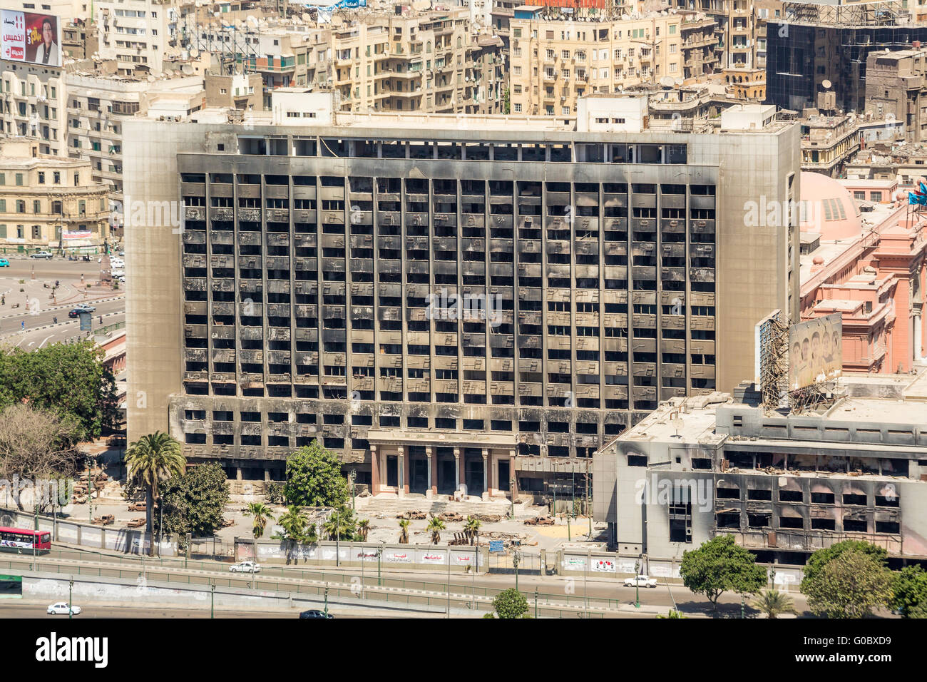 La construction du Parti démocratique national brûlé Banque D'Images