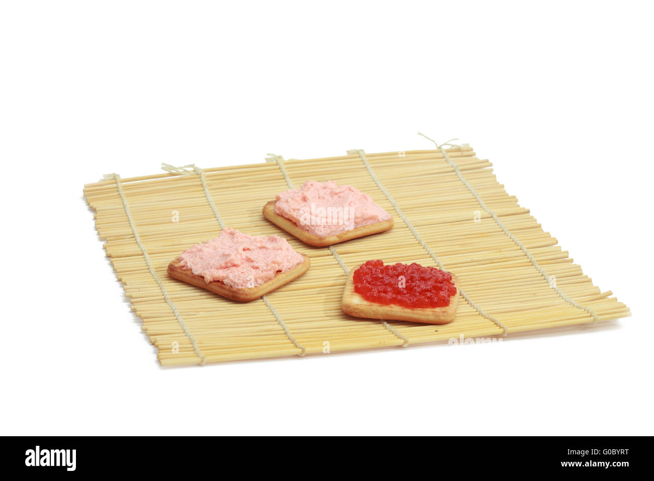 Les crackers avec sauce douce Banque D'Images