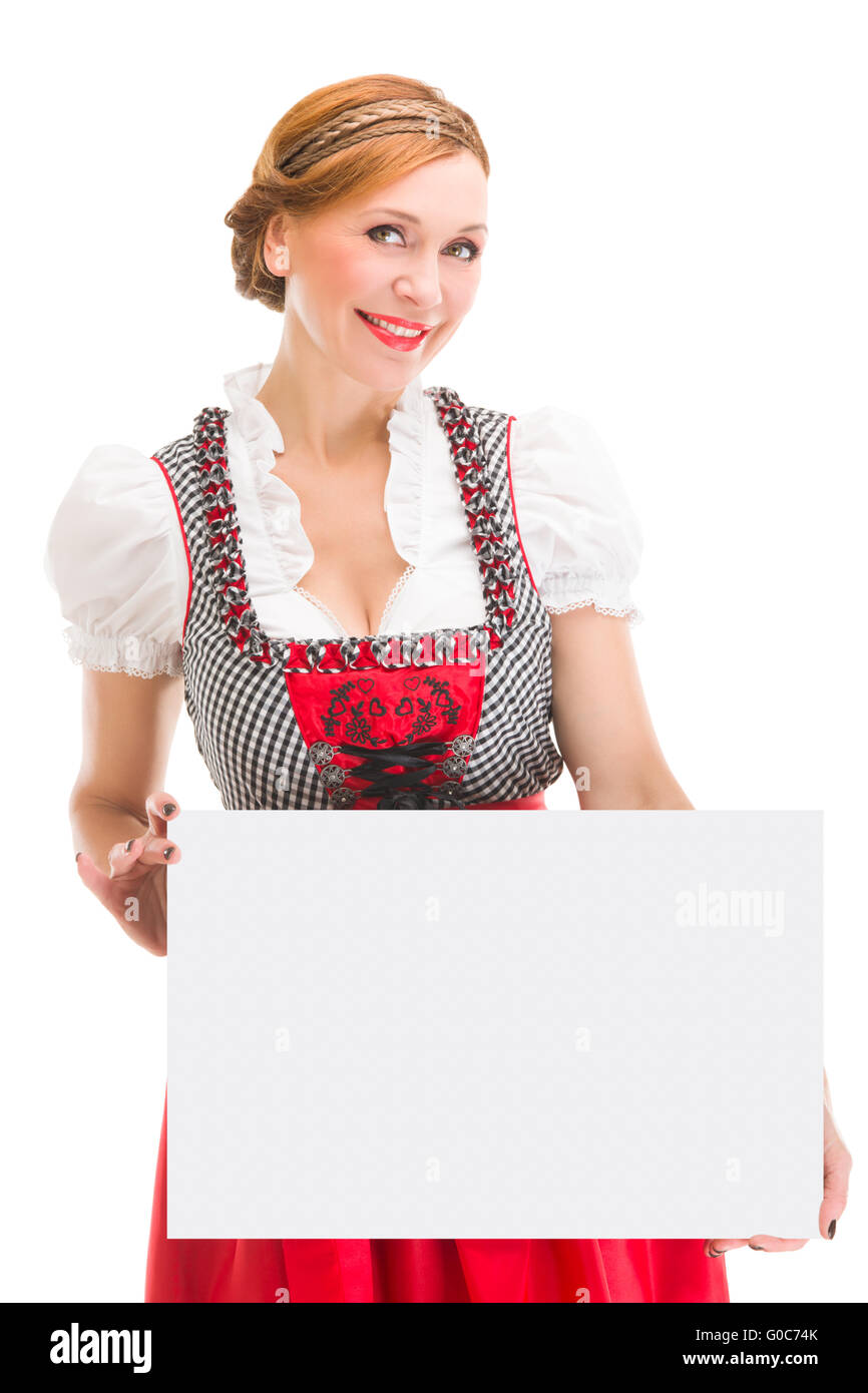Femme Bavaroise Heureuse Dans Le Dirndl Photo Stock - Image Du Heureux