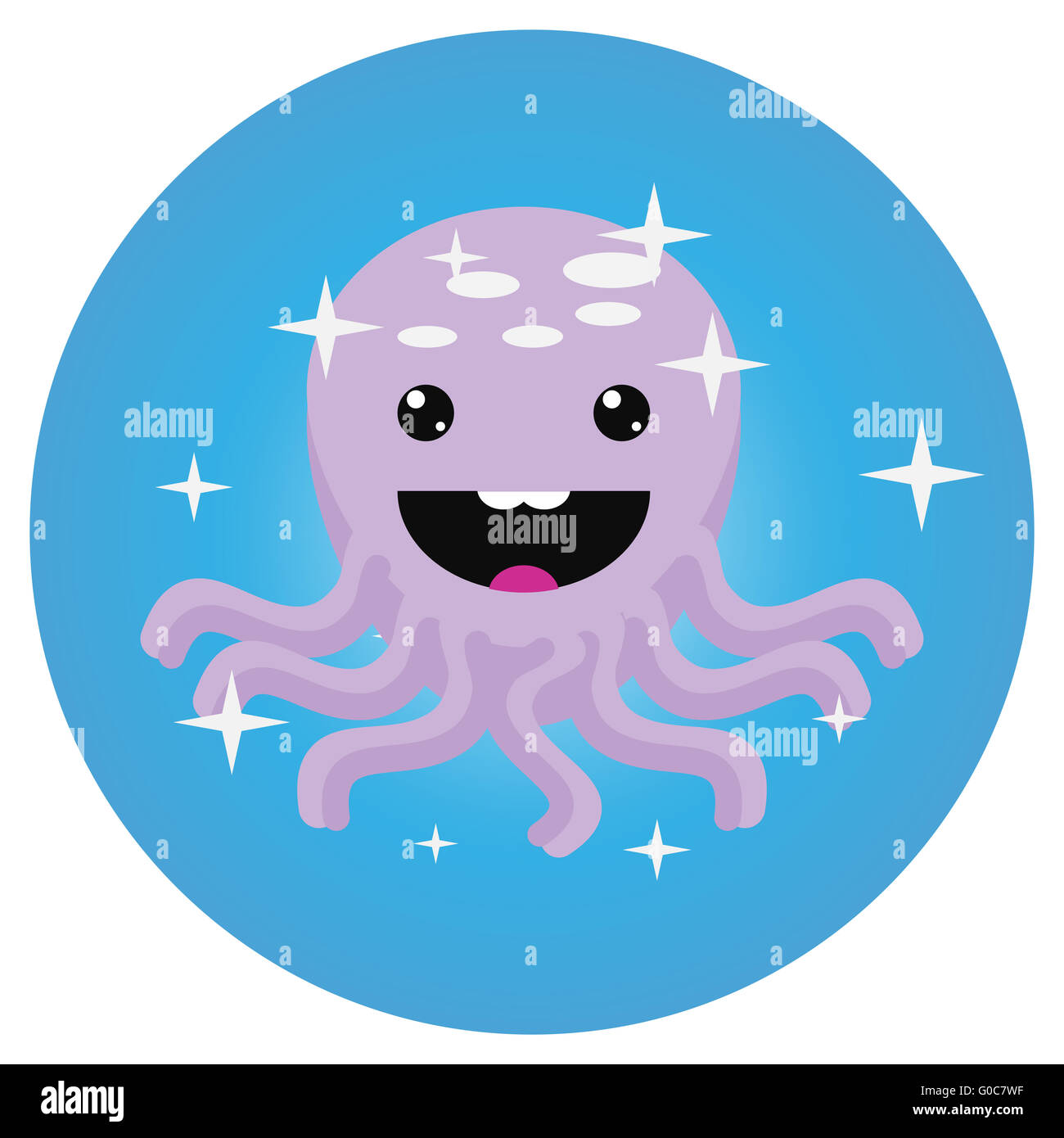 L'icône Mobile app Octopus à plat. Les calmars et les Pieuvres, poulpes isolés dans la mer, dans l'animal sous l'océan avec tentacule. Ve Banque D'Images