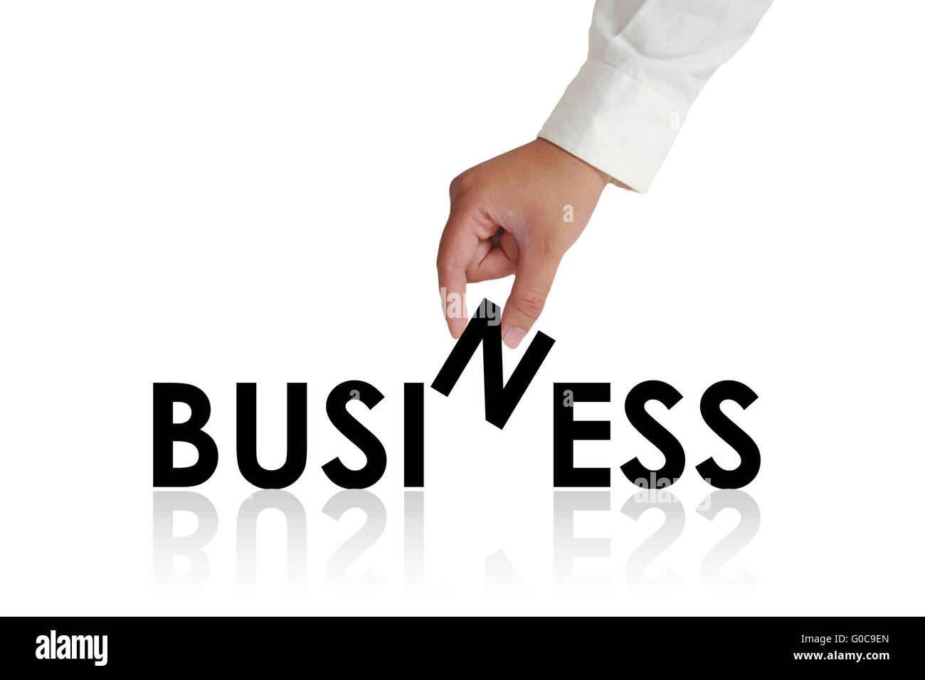 Geste de la main les lettres et faire des affaires mot isolated on white Banque D'Images Geste de la main les lettres et faire des affaires mot isolated on white Banque D'Images