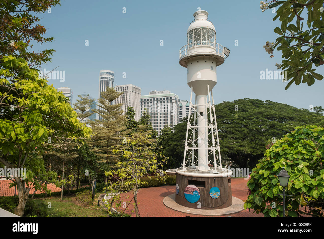 Phare de coin maritime de Fort Canning Park, Singapore Banque D'Images