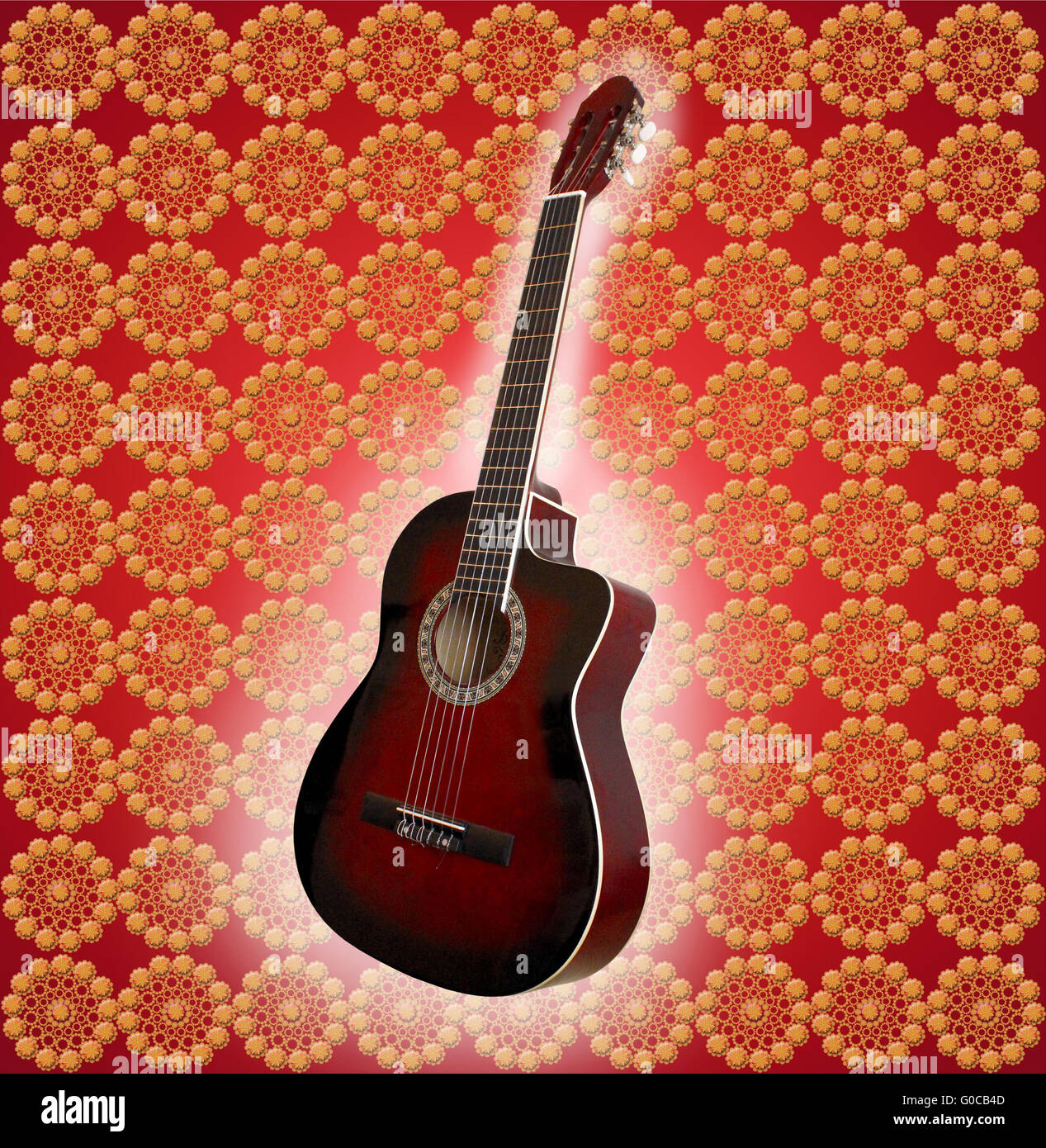 Guitare isolées sur les textures à motifs rouge Photo Stock - Alamy