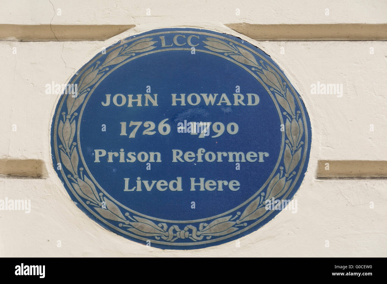 Blue Plaque à John Howard, prison reformer, 1726-1790, sur Great Ormond Street, Londres, UK Banque D'Images