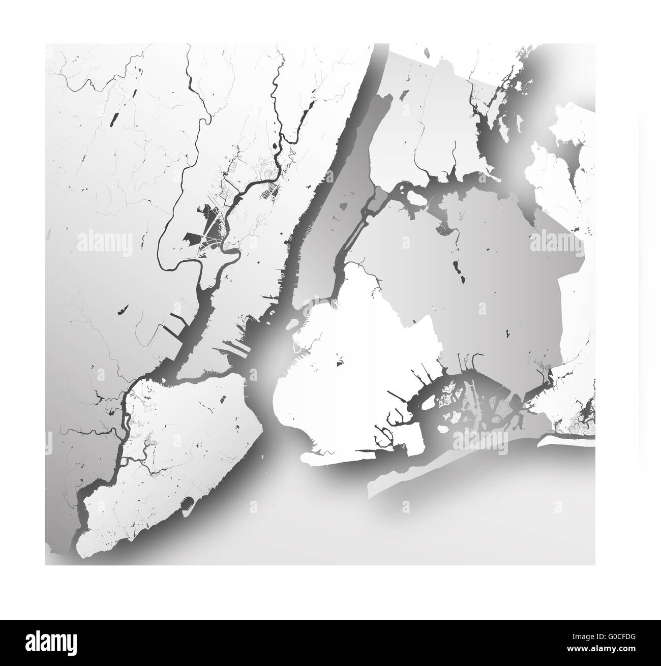 Plan de la ville de New York avec les quartiers. Banque D'Images