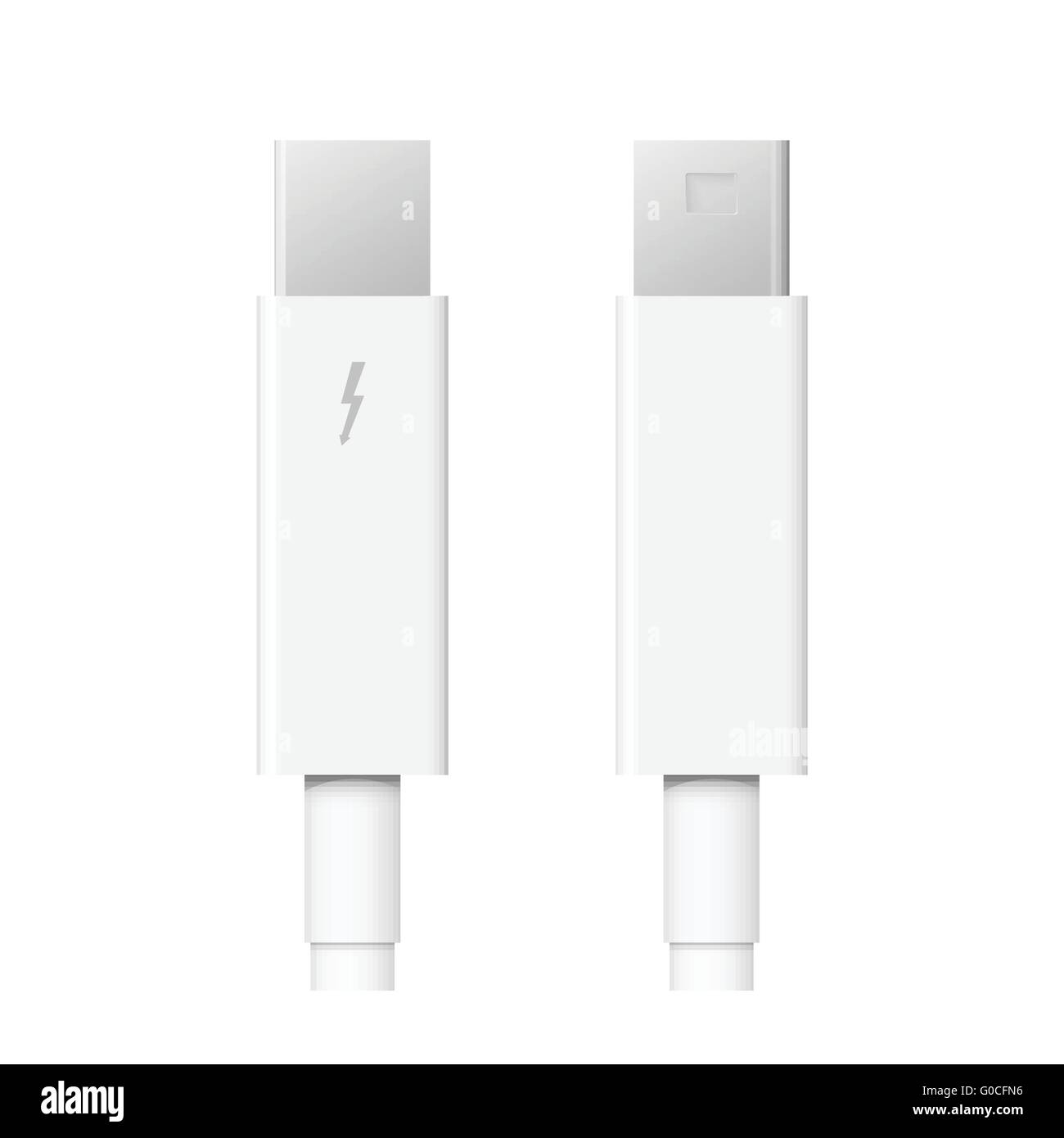 Les périphériques externes câble interface isolé sur fond blanc. Vecteur de PCI Express et Port d'affichage icônes design. ordinateur pe Illustration de Vecteur