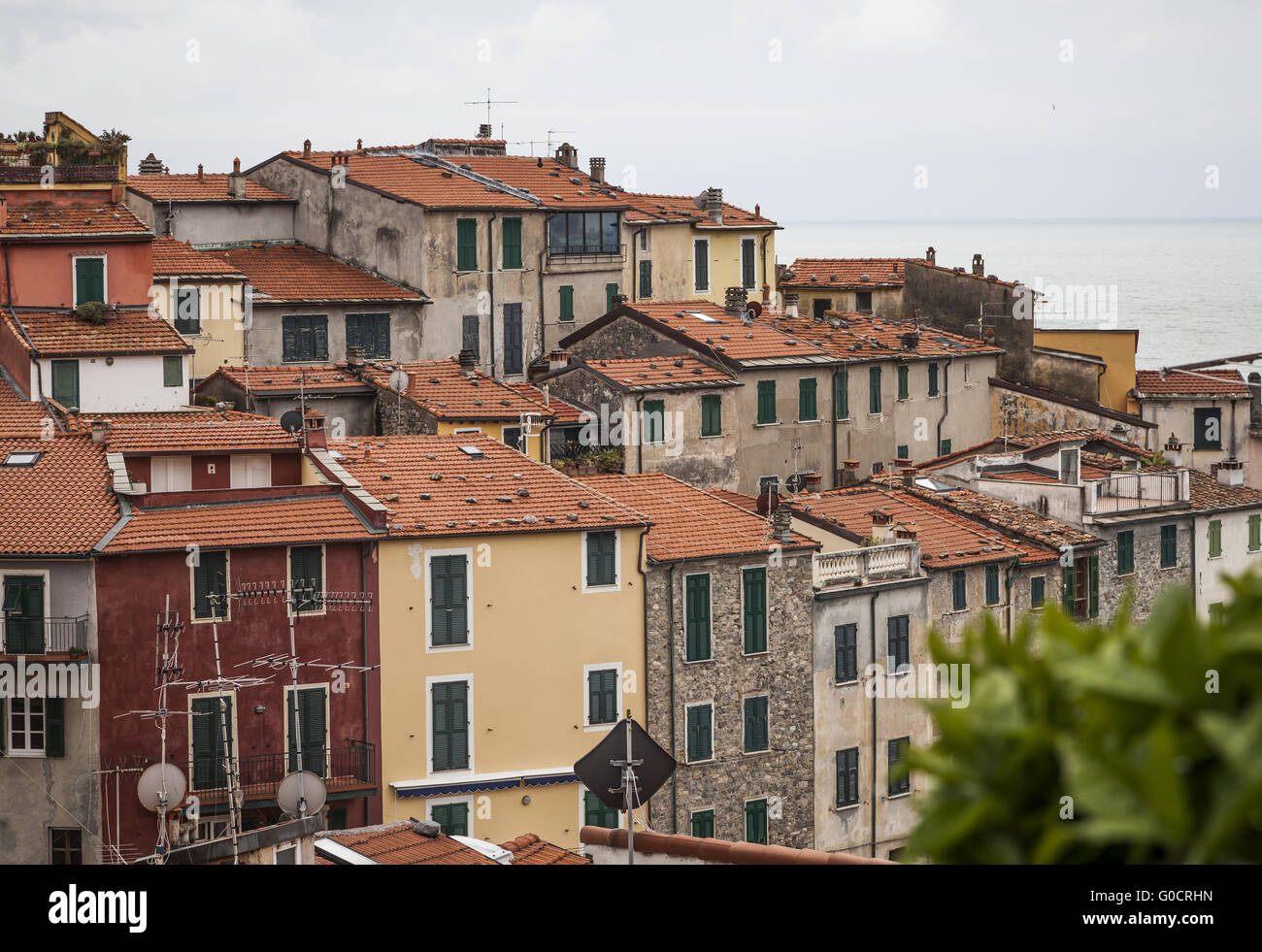 Tellaro, maisons typiques sur la côte ligurienne Banque D'Images