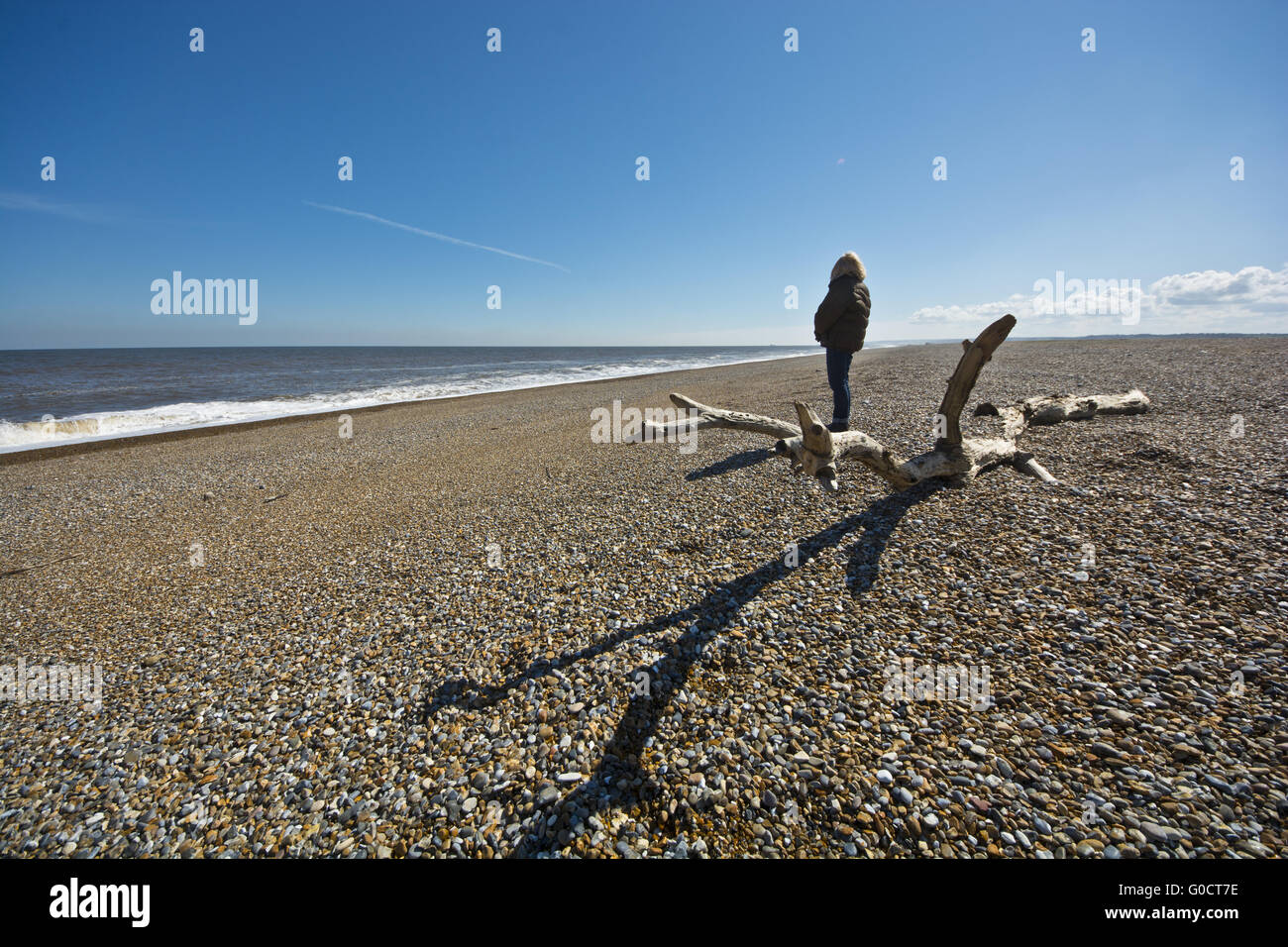 Lonely Woman on beach anonymous Banque D'Images