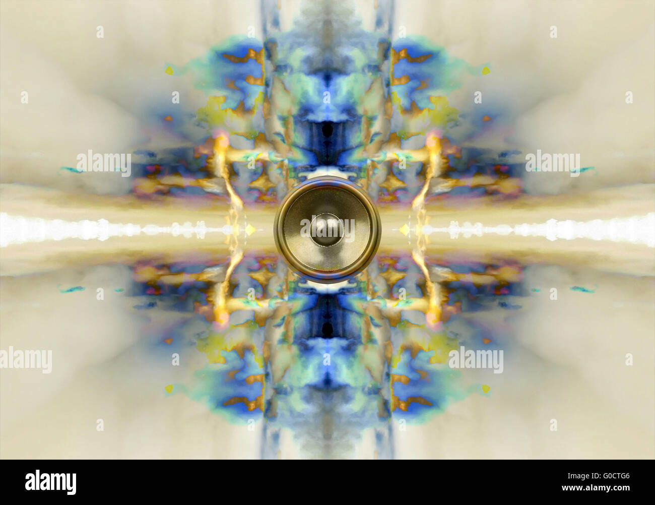 Le président de la musique sur un fond jaune et bleu Banque D'Images