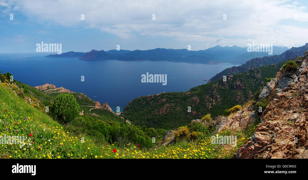 Vue panoramique sur le golfe de Porto - Corse Banque D'Images