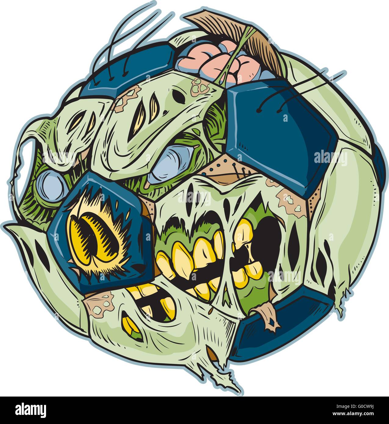 Un zombie Soccer Ball Vector Cartoon ! Éléments de couleur sont dans une couche séparée dans le fichier .eps pour faciliter la personnalisation ! Illustration de Vecteur