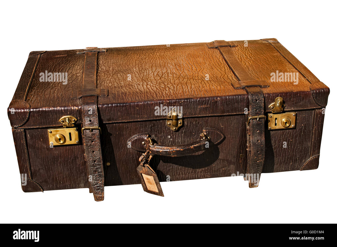 Ancien retro vintage verrouillé fermé valise en cuir Banque D'Images