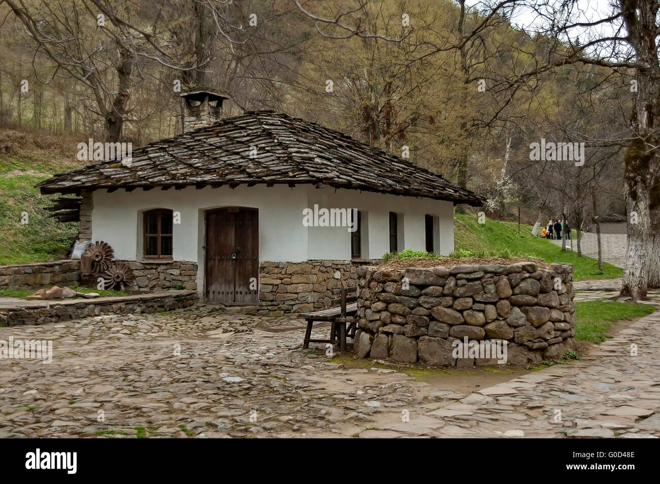 Vieilles maisons traditionnelles à l'Etar, Gabrovo, Bulgarie Banque D'Images