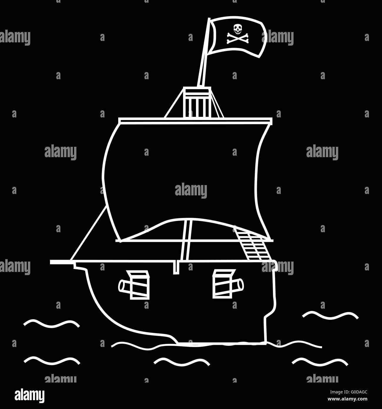 Voilier bateau pirate drapeau avec une tête de mort Banque D'Images