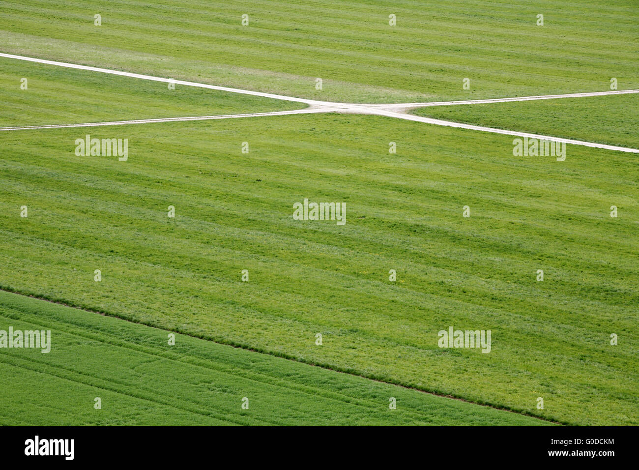 Paysage agricole avec des chemins de terre, la Bavière Banque D'Images