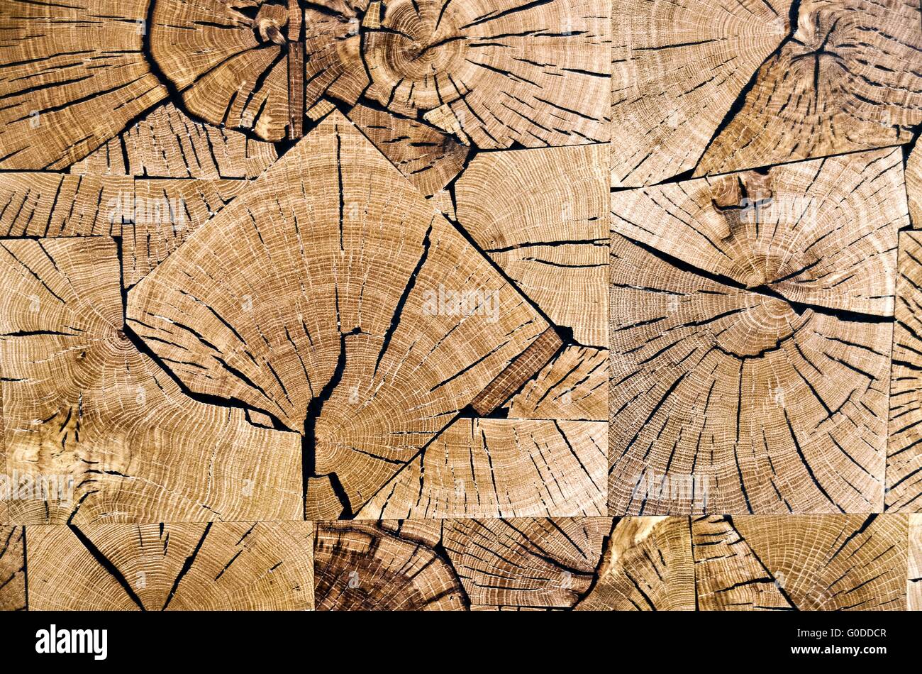 Couvre Plancher fabriqués à partir de tranches de pavés de bois Banque D'Images