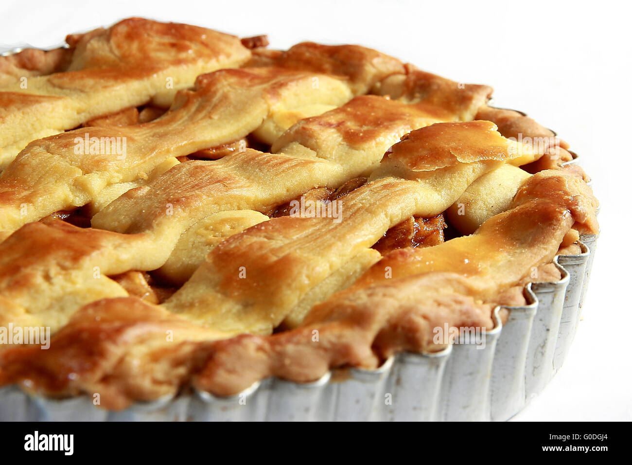 La photographie culinaire la photo en gros plan d'une tarte aux pommes Banque D'Images