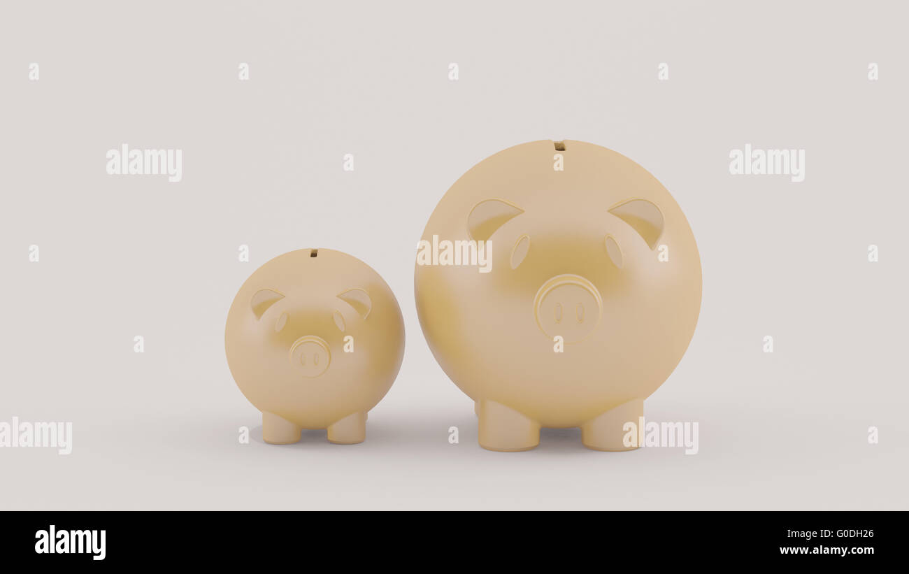 Deux piggy sur marbre, concept d'entreprise Banque D'Images