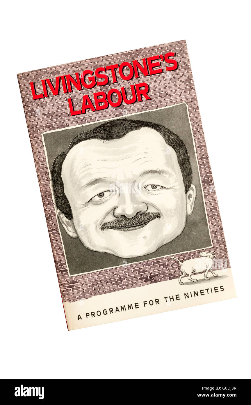 Une copie de travail de Livingstone par Ken Livingstone. Publié par Unwin Hyman, 1989. Couvrir par Steve Bell. Banque D'Images