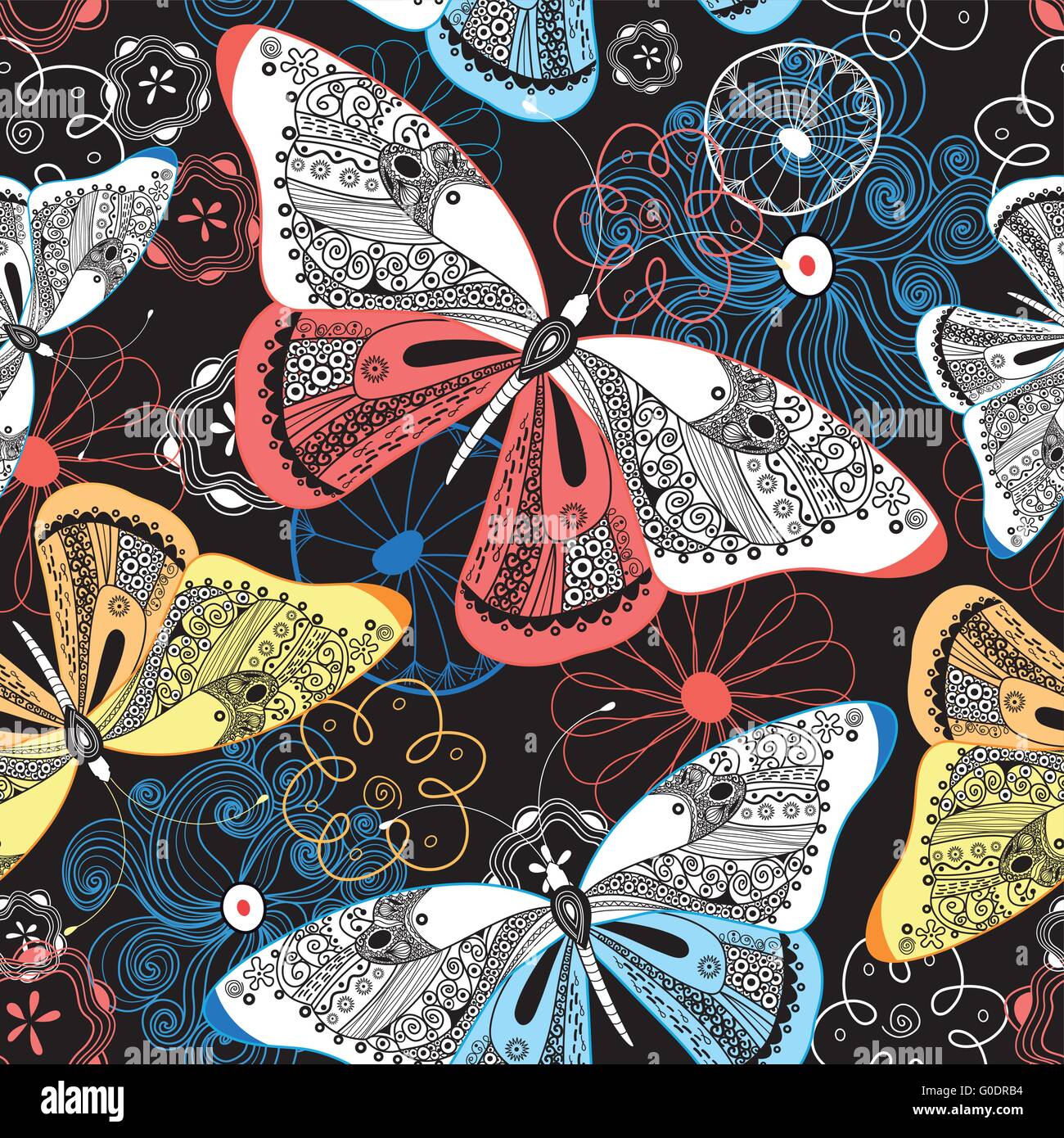 Motif graphique fantaisie papillons Illustration de Vecteur